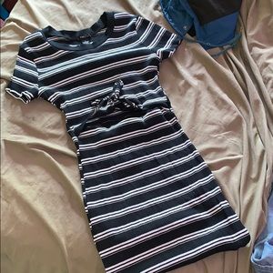 Black and white striped dress
